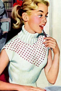 Turtleneck Sweater with Beads Pattern