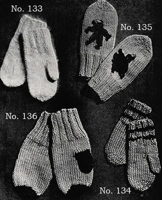 Mittens Sizes 2-4 years #134, 4-6 Years #135, 6-8 years #136