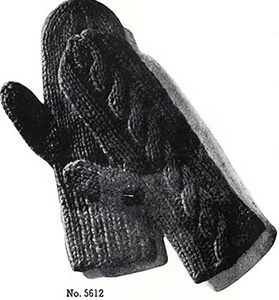 Cable Back Mittens Pattern #5612