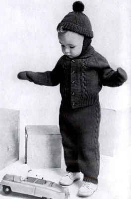 Two Piece Snow Suit with Cap and Mittens Pattern