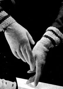 Knitted Glove with Crocheted Cuff Pattern #2105