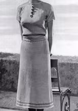 Two Piece Knitted Dress with Crochet Trim Pattern #106